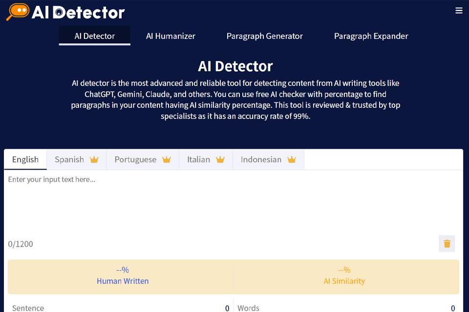 AI Detector 网站预览图