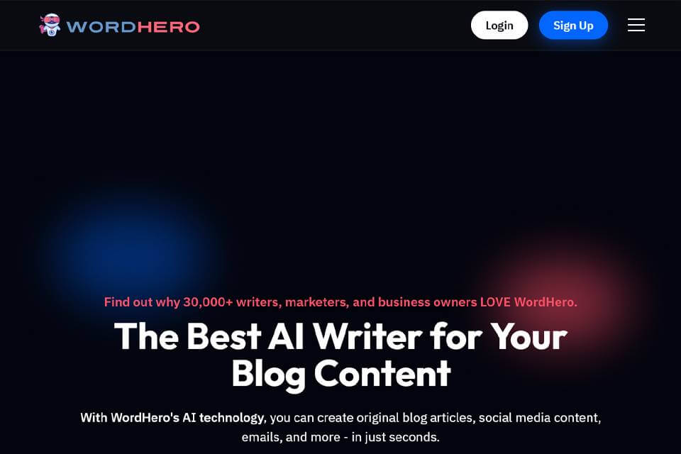WordHero 网站预览图