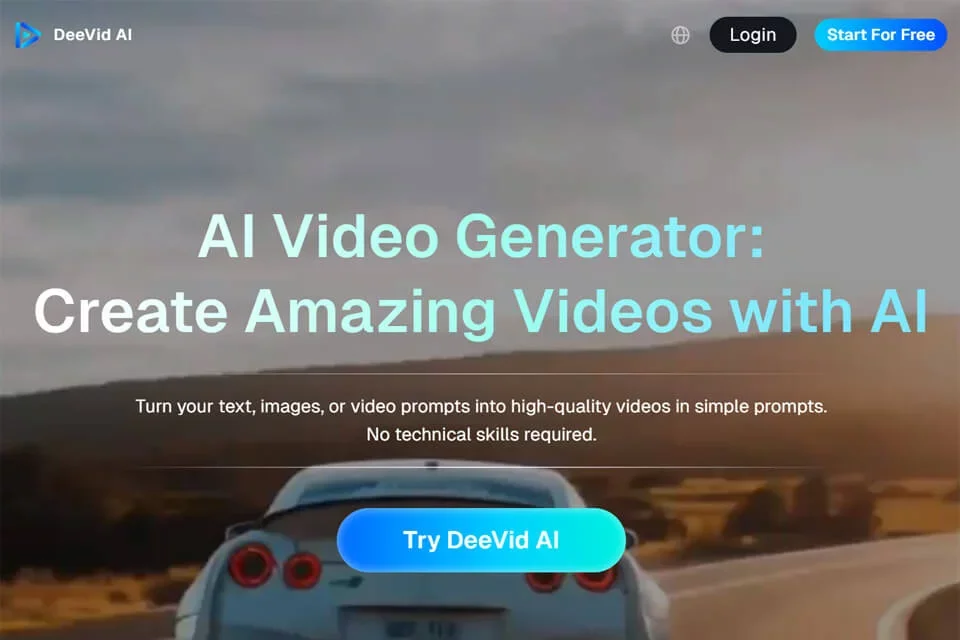 DeeVid AI 网站预览图