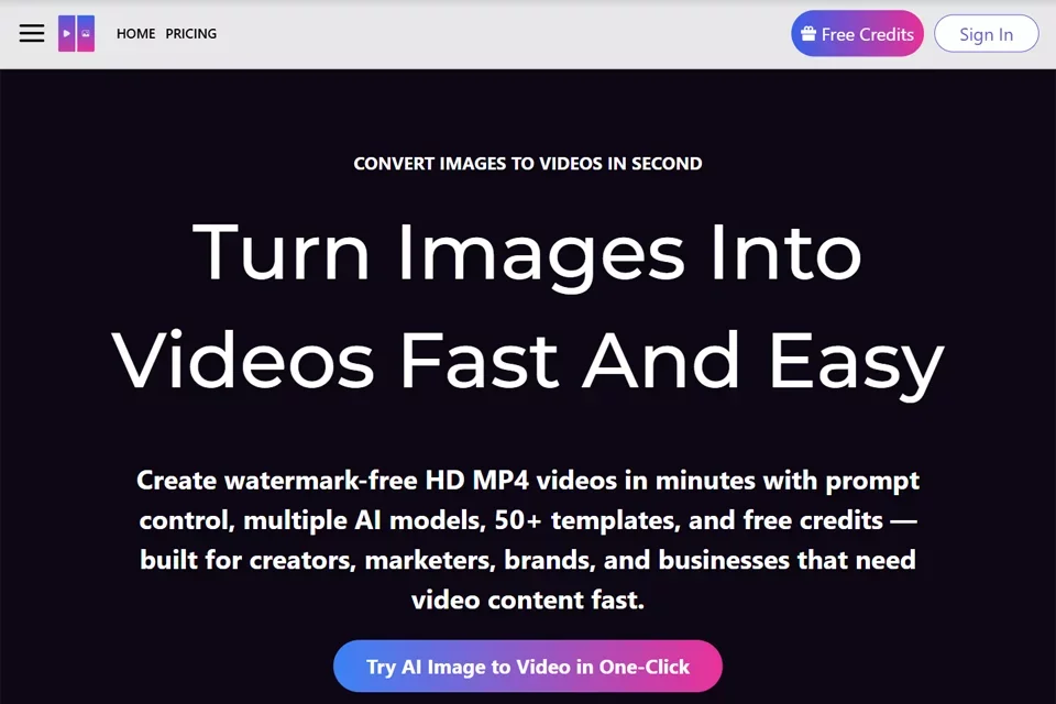 ImageToVideoAI 网站预览图