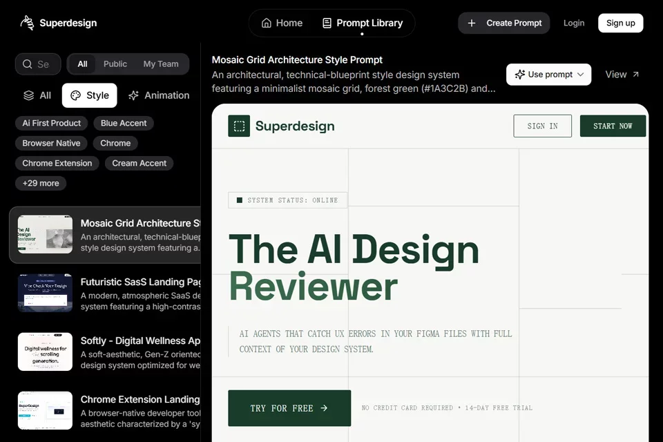Superdesign 网站预览图