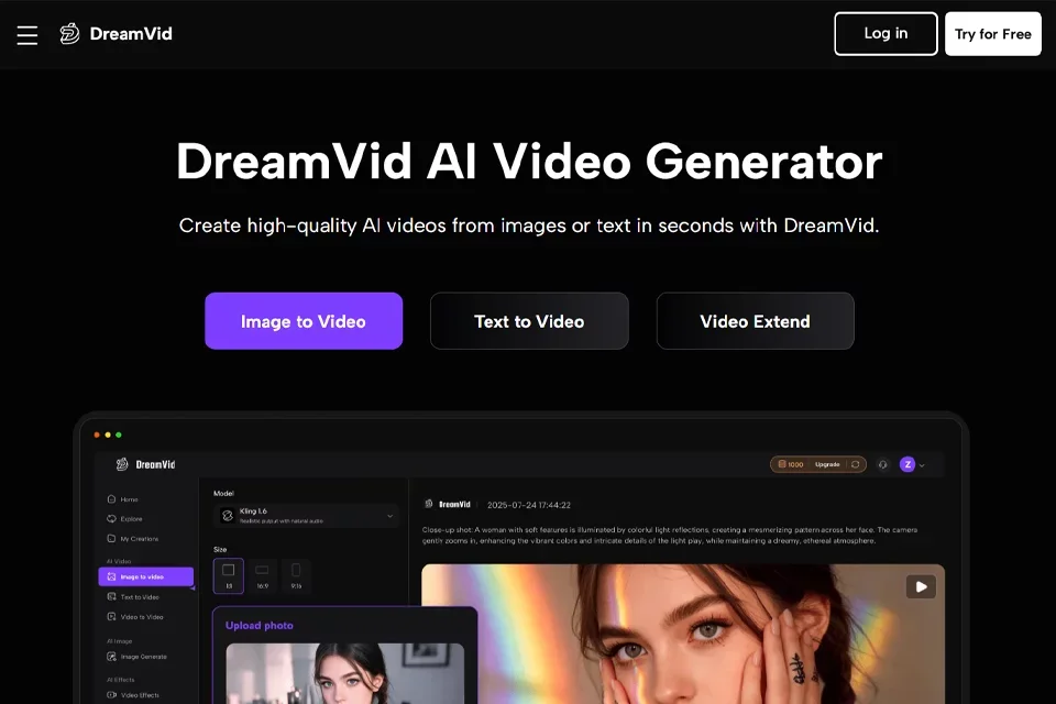 DreamVid 网站预览图
