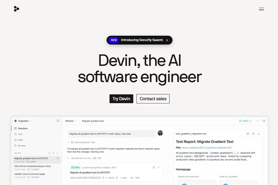 Devin 网站预览图