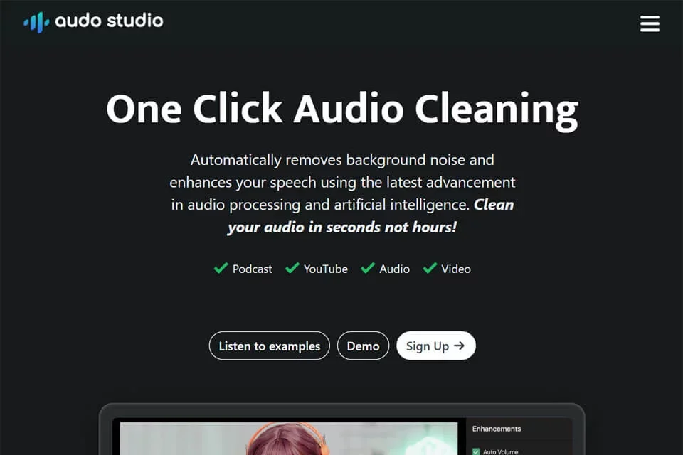 Audo Studio 网站预览图
