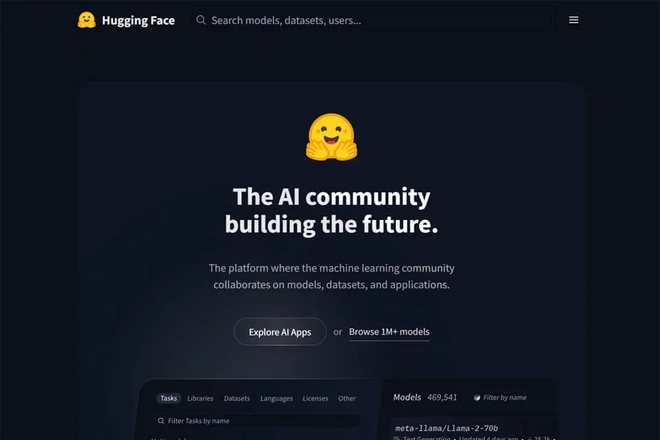 Hugging Face 网站预览图