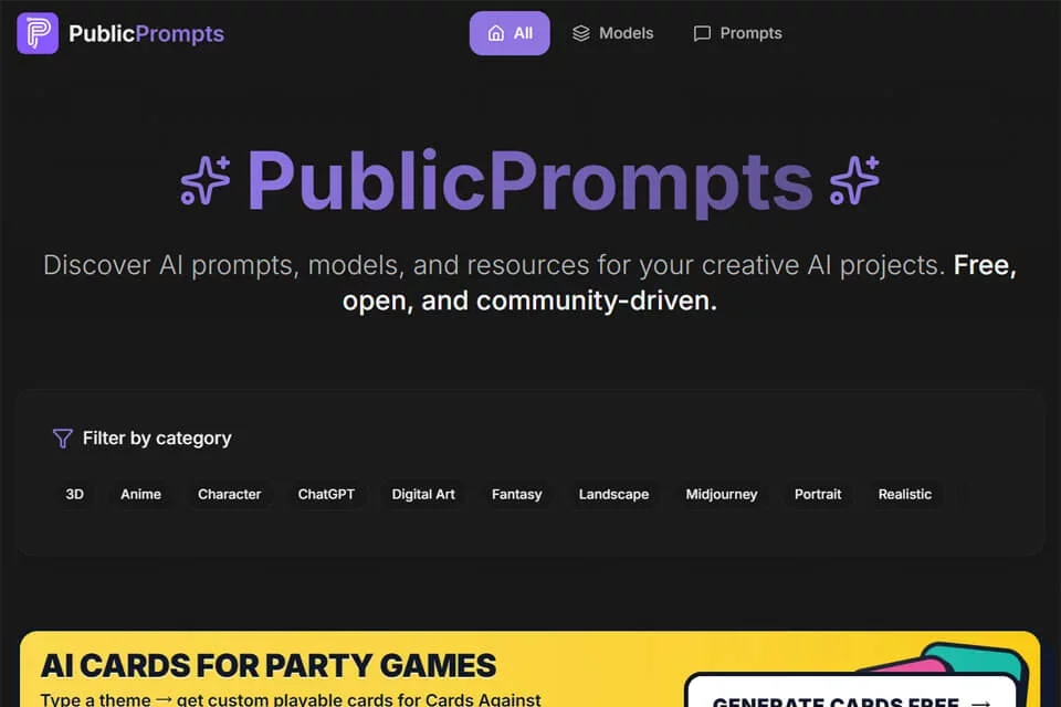 PublicPrompts 网站预览图