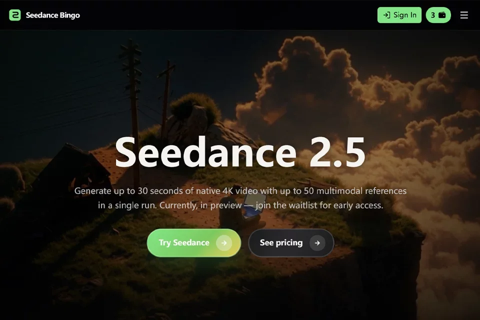 Seedance Bingo 网站预览图