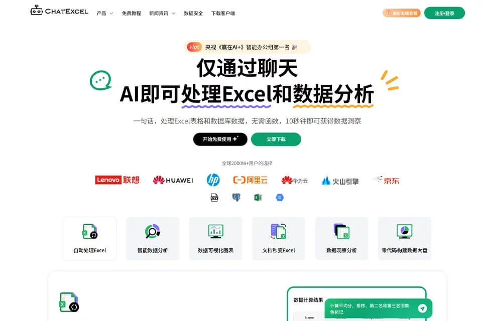 ChatExcel 网站预览图