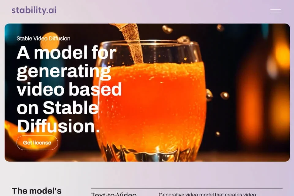 Stable Video 网站预览图