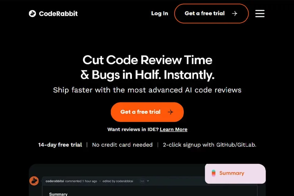 CodeRabbit 网站预览图