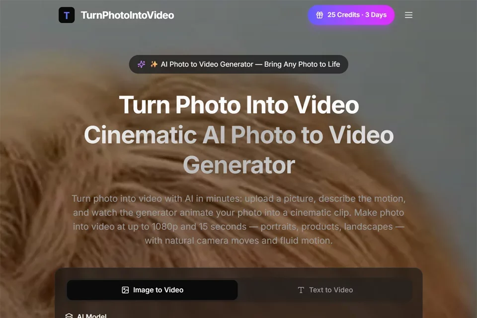 TurnPhotoIntoVideo 网站预览图