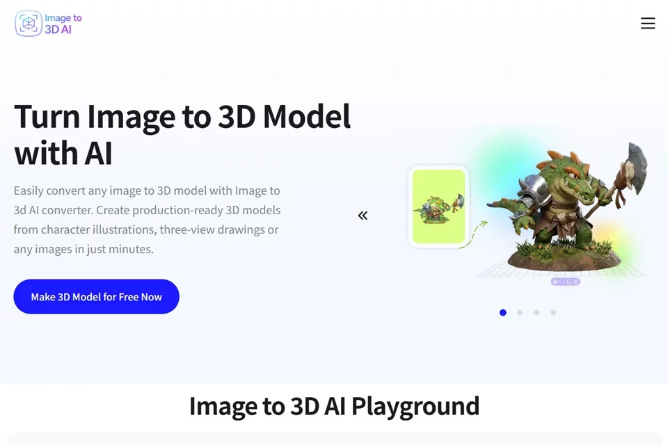 Image to 3D AI 网站预览图