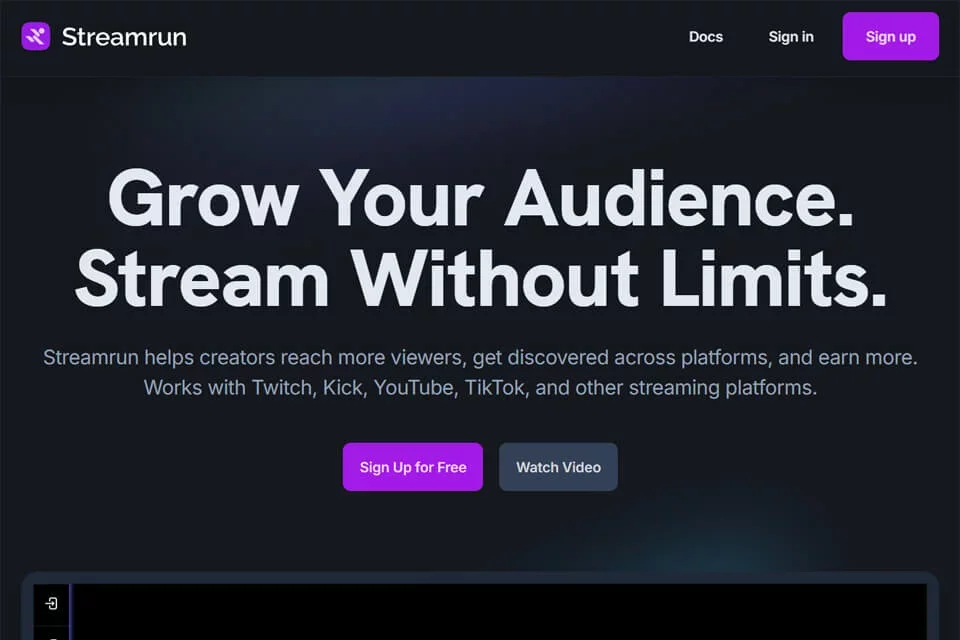 Streamrun 网站预览图