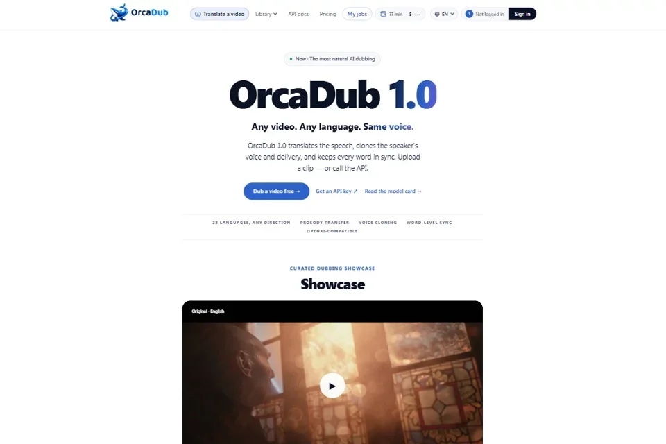 OrcaDub 网站预览图