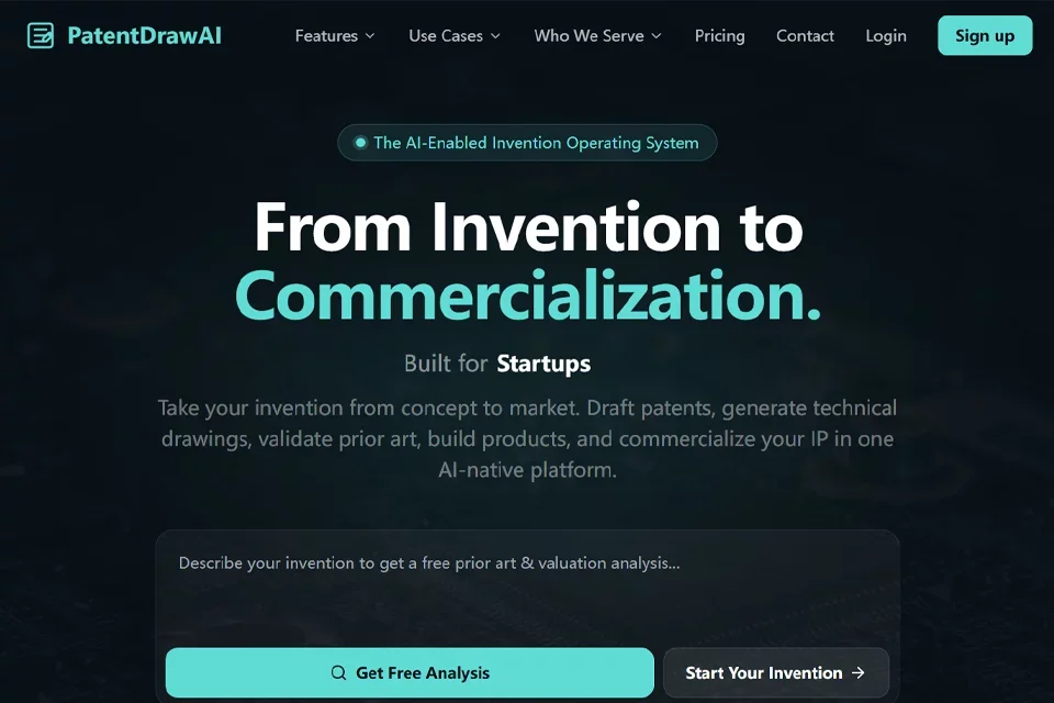 PatentDrawAI 网站预览图