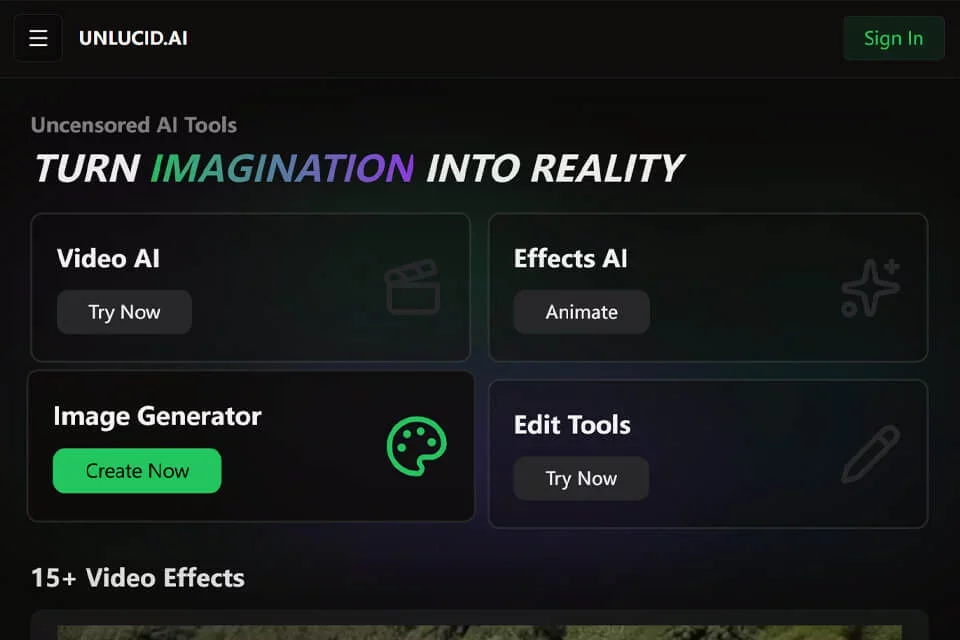 UNLUCID.AI 网站预览图