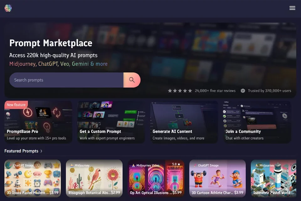 PromptBase 网站预览图