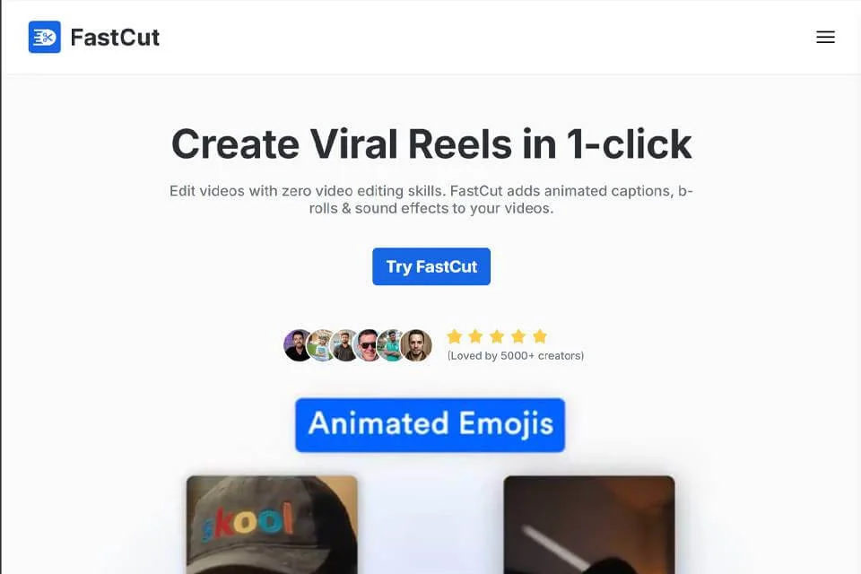 FastCut 网站预览图