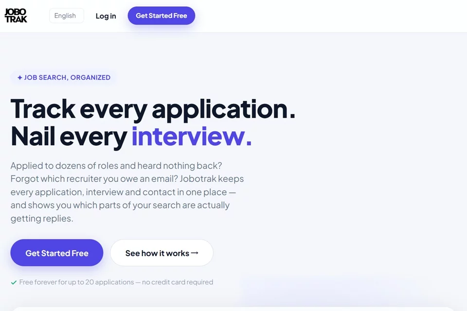 JoboTrak 网站预览图
